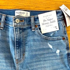 Abercrombie & Fitch “The Super Skinny Ankle” High-Rise Skinny Jean, Medium Blue